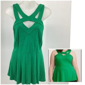 Torrid Women's Strappy Peplum Halter Tank Top Keyhole Green Size 2 2X